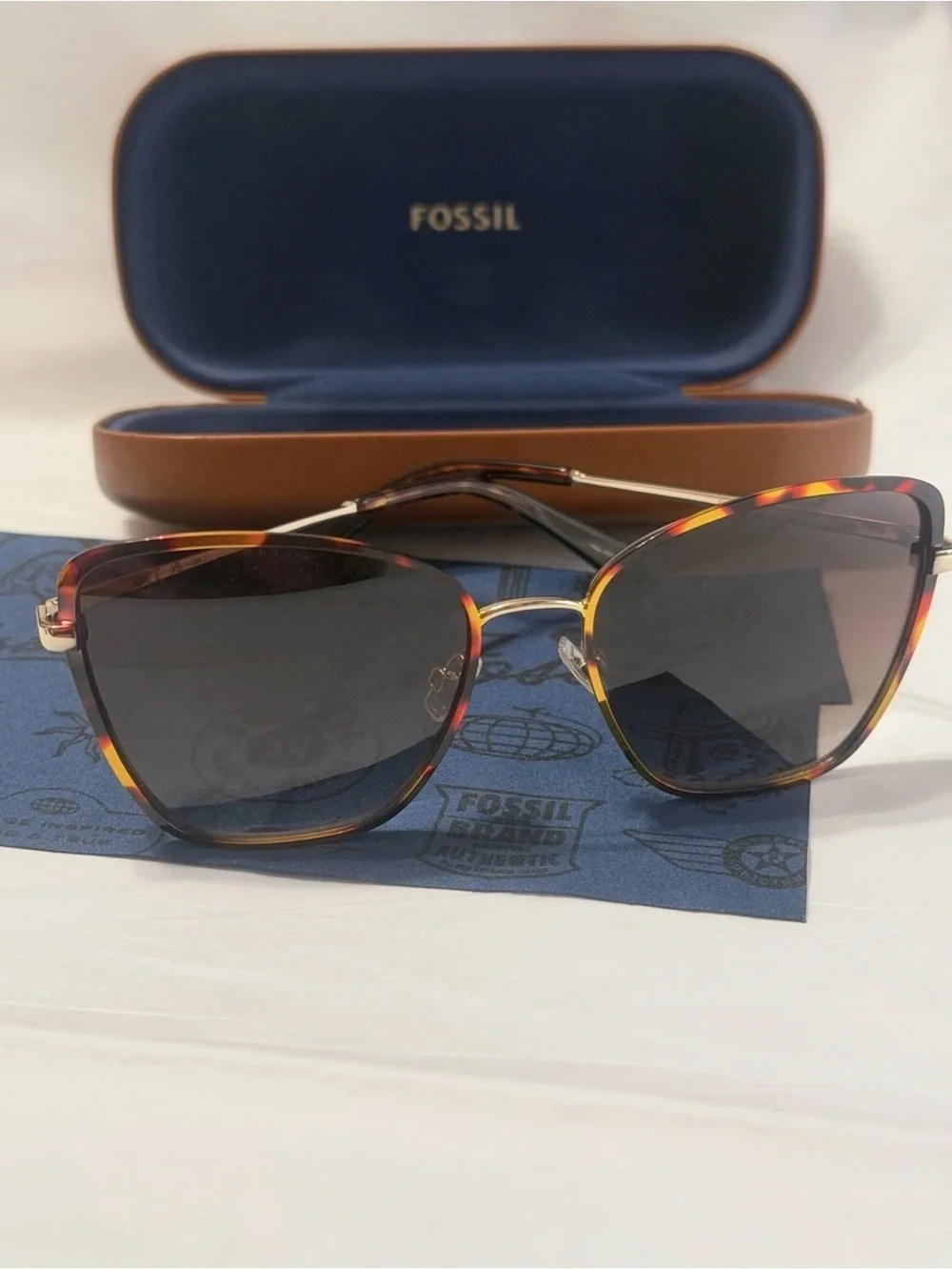 Fossil Tortoiseshell Frame Sunglasses with Black Lenses